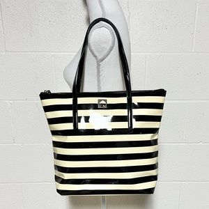 kate spade Black & Cream Striped Tote Bag